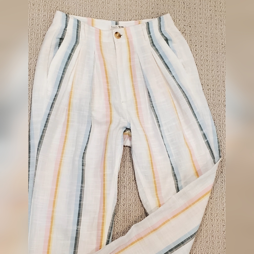 BillaBong+Salty Blonde New Moves Gauzy Cotton White/Stripes Pants, 26, Like New - Picture 5 of 16